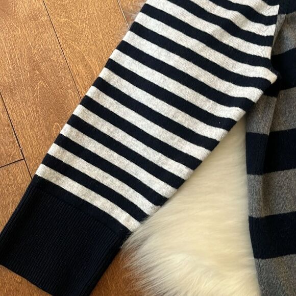 Lisa Todd Skip A Beat Multi-Stripe Cotton Cashmere Sweater w/ Embroidered Hearts - Picture 4 of 8